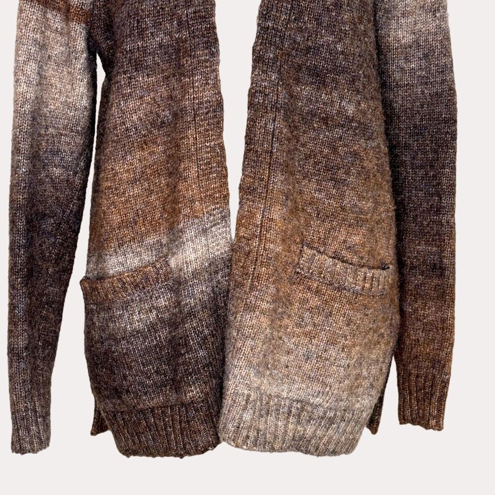 Retrology Open Front Cardigan Sweater Hombre Patch Pocket Tan S - Picture 2 of 5